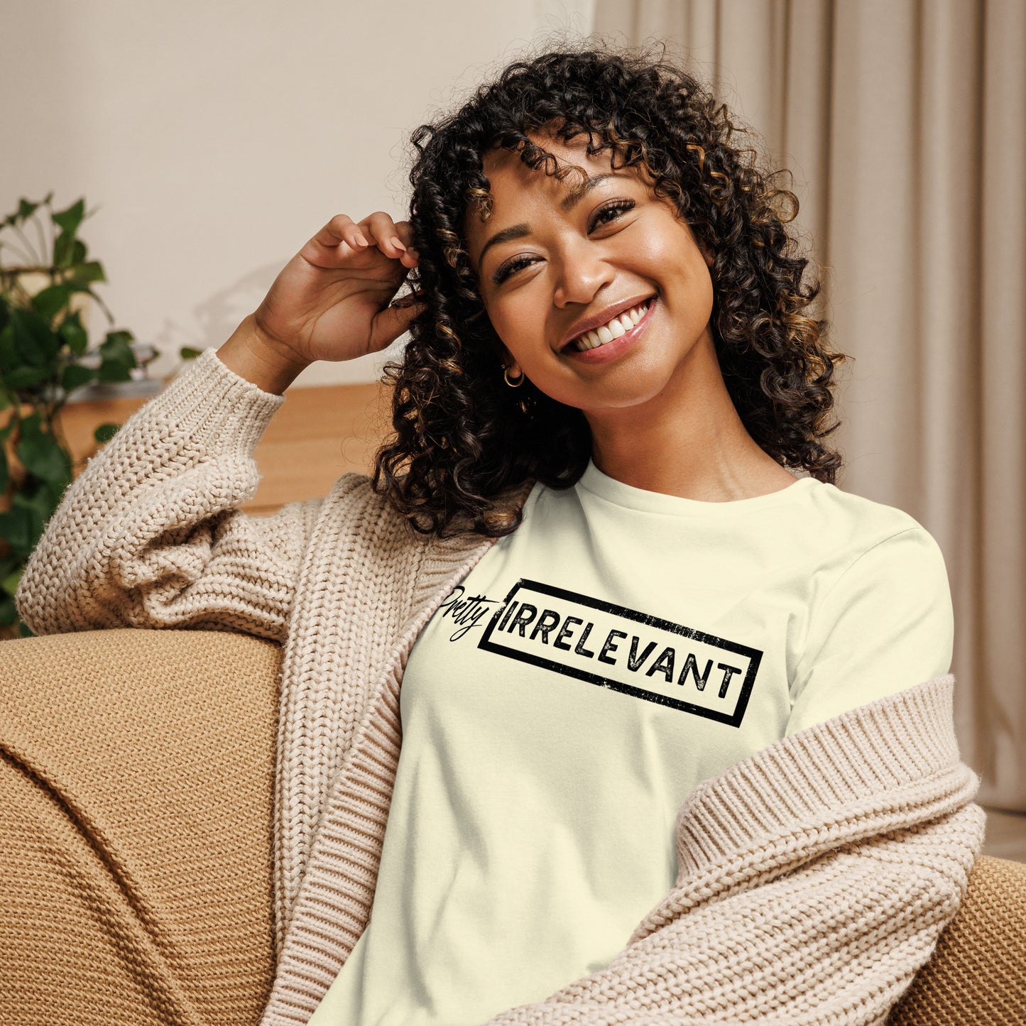 Pretty IRRELEVANT Women's Relaxed T-Shirt (black logo)