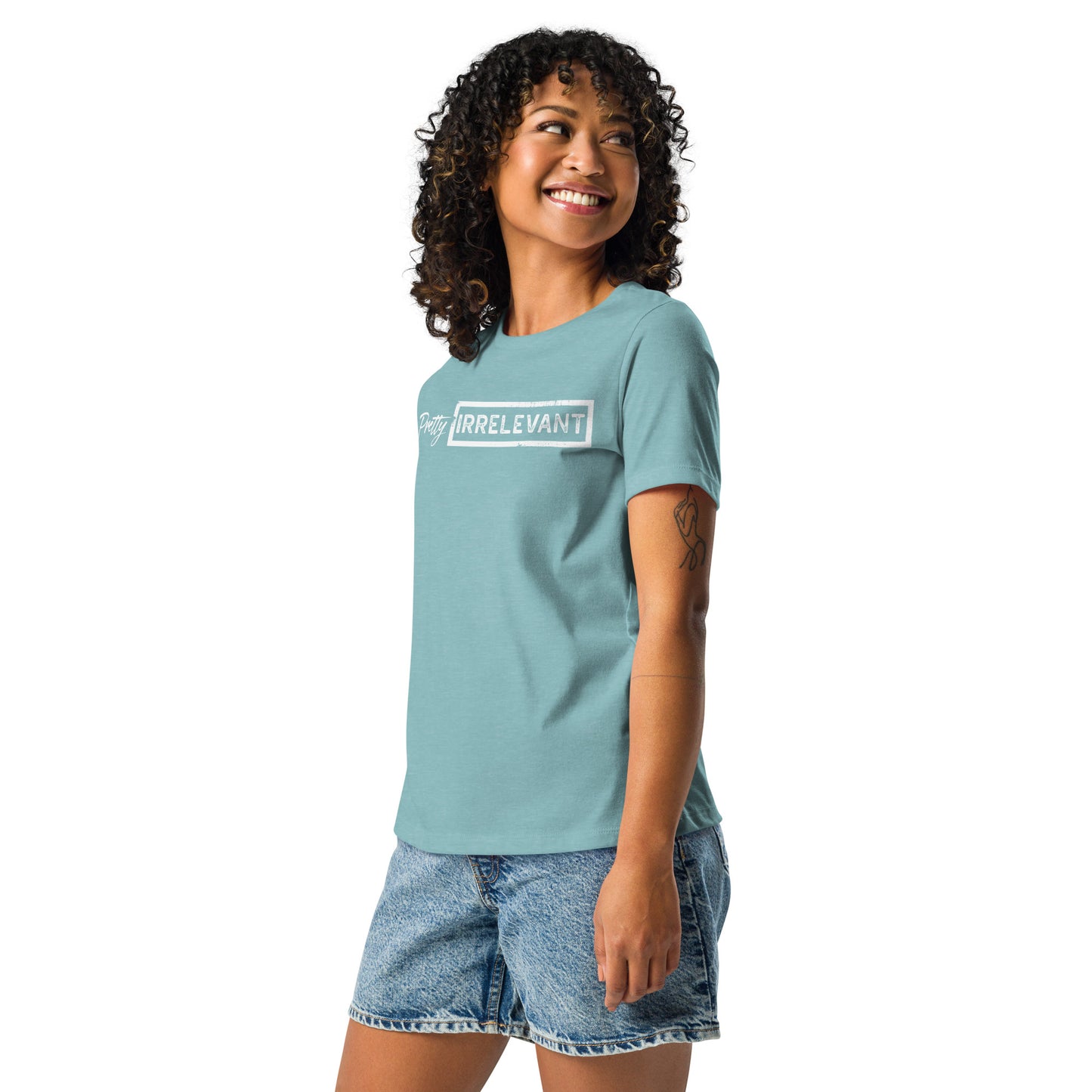 Women's Relaxed T-ShirtPretty IRRELEVANT Women's Relaxed T-Shirt (white logo)