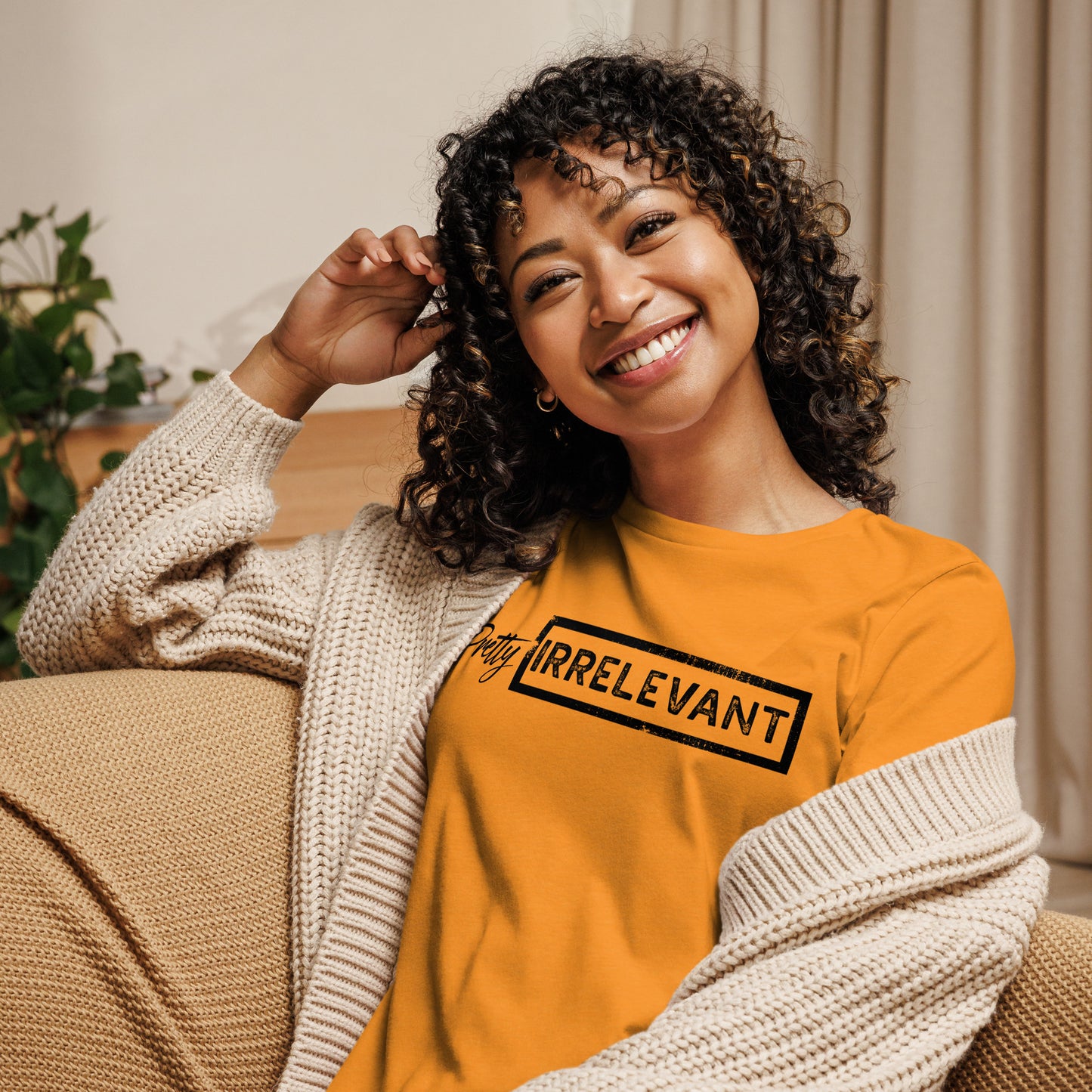 Pretty IRRELEVANT Women's Relaxed T-Shirt (black logo)