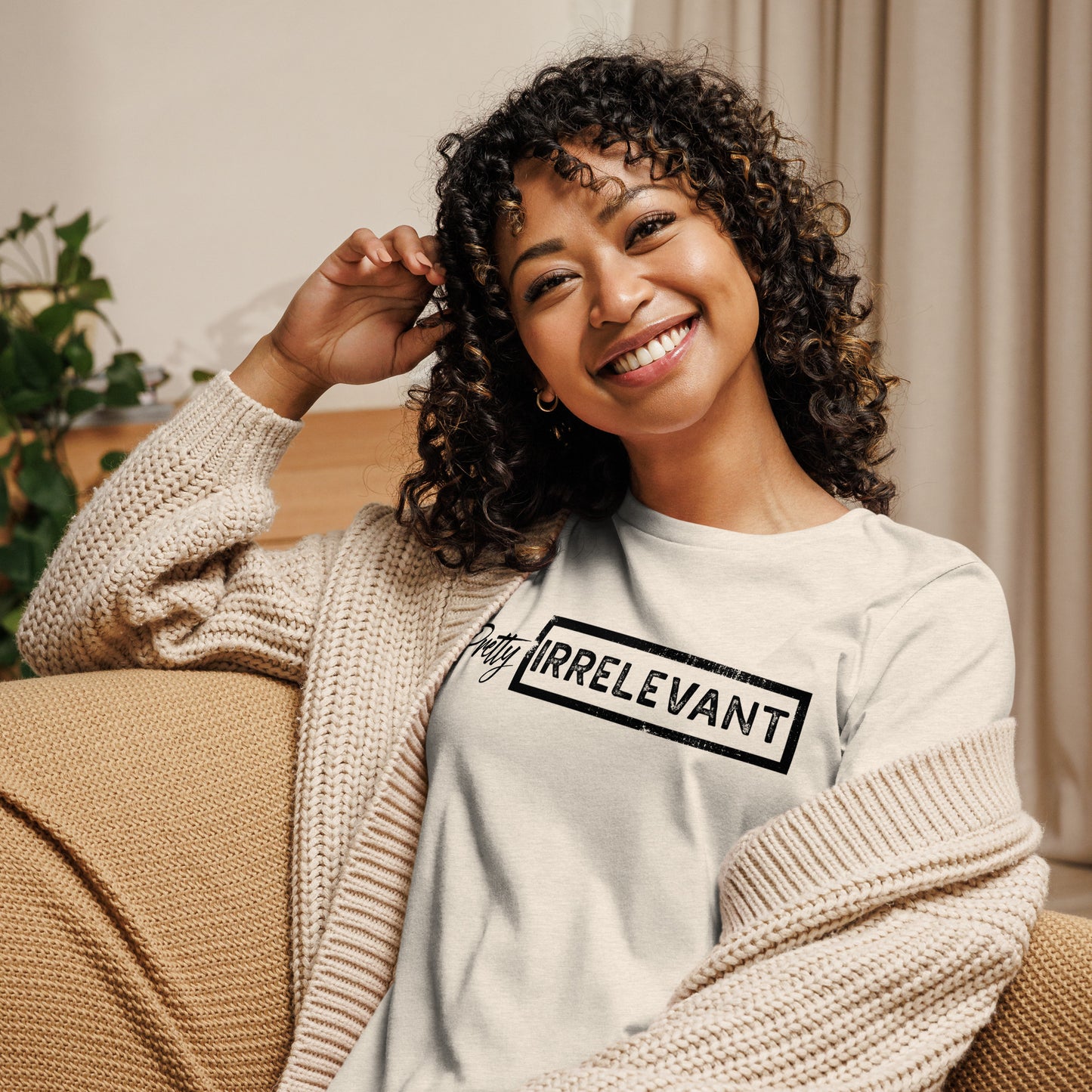 Pretty IRRELEVANT Women's Relaxed T-Shirt (black logo)