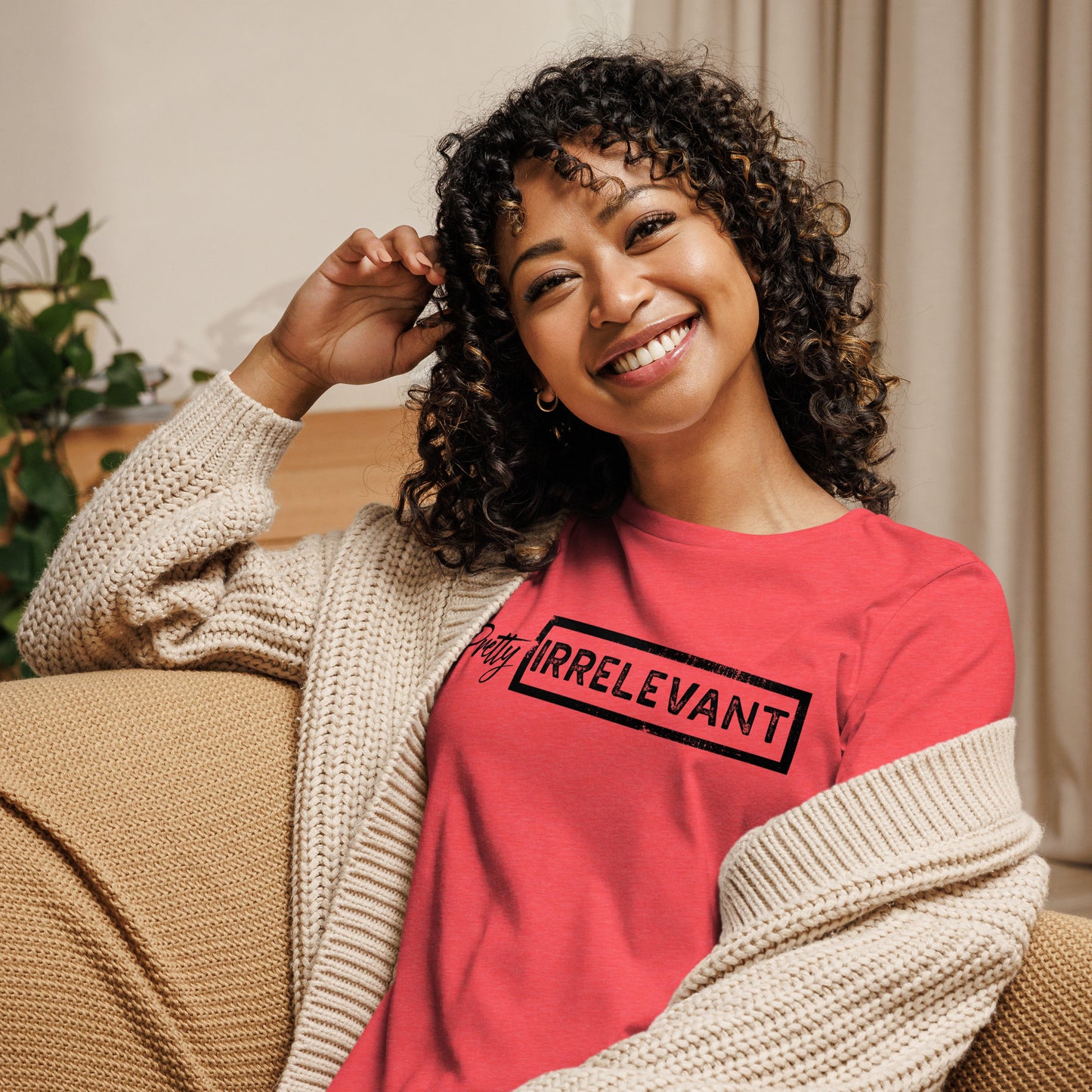 Pretty IRRELEVANT Women's Relaxed T-Shirt (black logo)