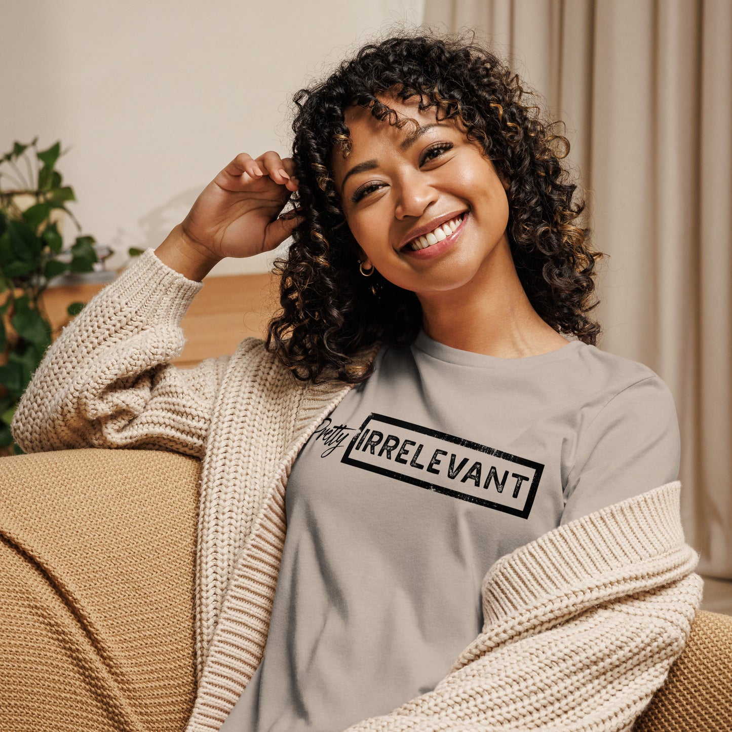 Pretty IRRELEVANT Women's Relaxed T-Shirt (black logo)