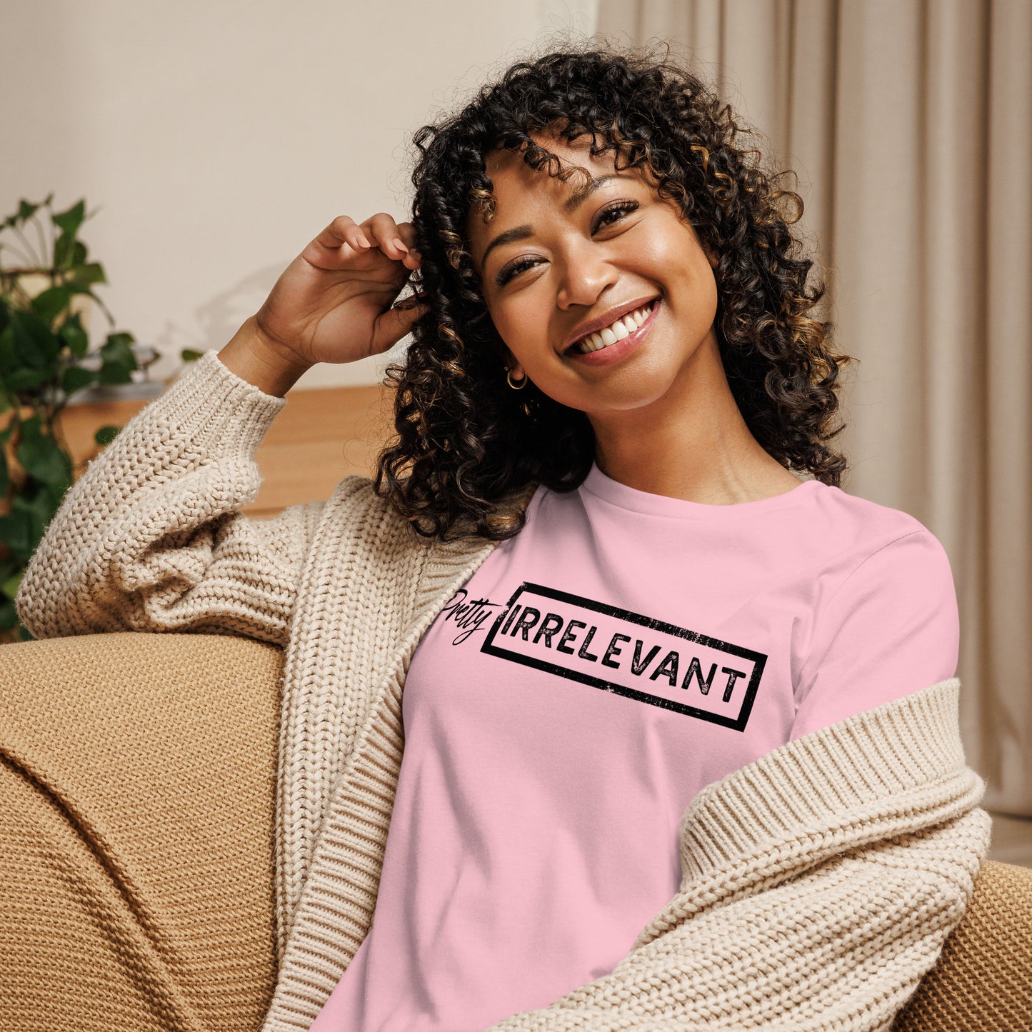 Pretty IRRELEVANT Women's Relaxed T-Shirt (black logo)