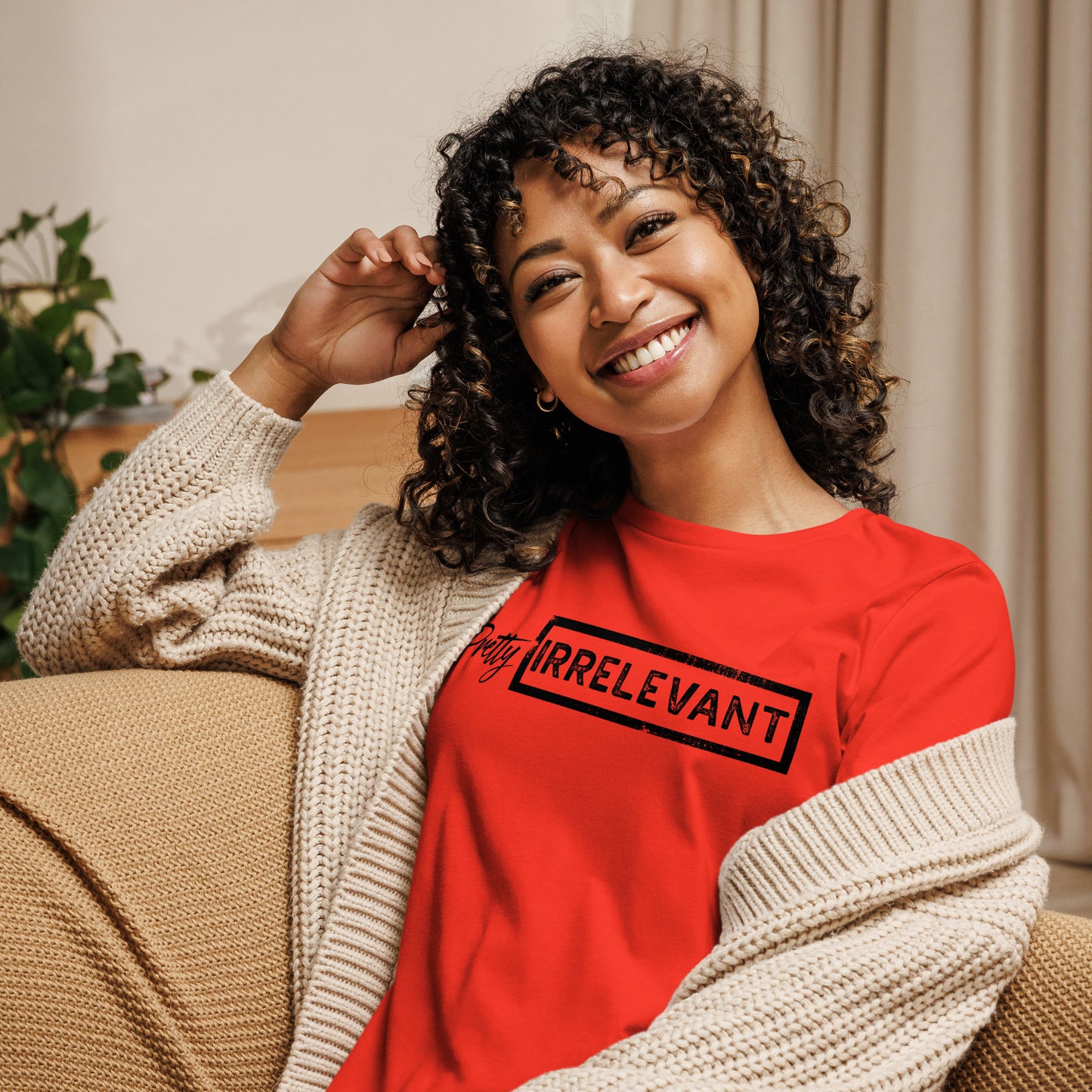 Pretty IRRELEVANT Women's Relaxed T-Shirt (black logo)